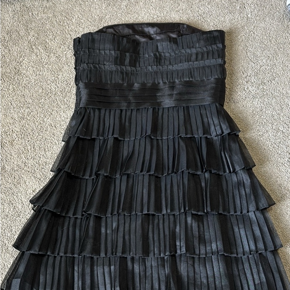 White House Black Market Black Strapless Tiered Cocktail Dress